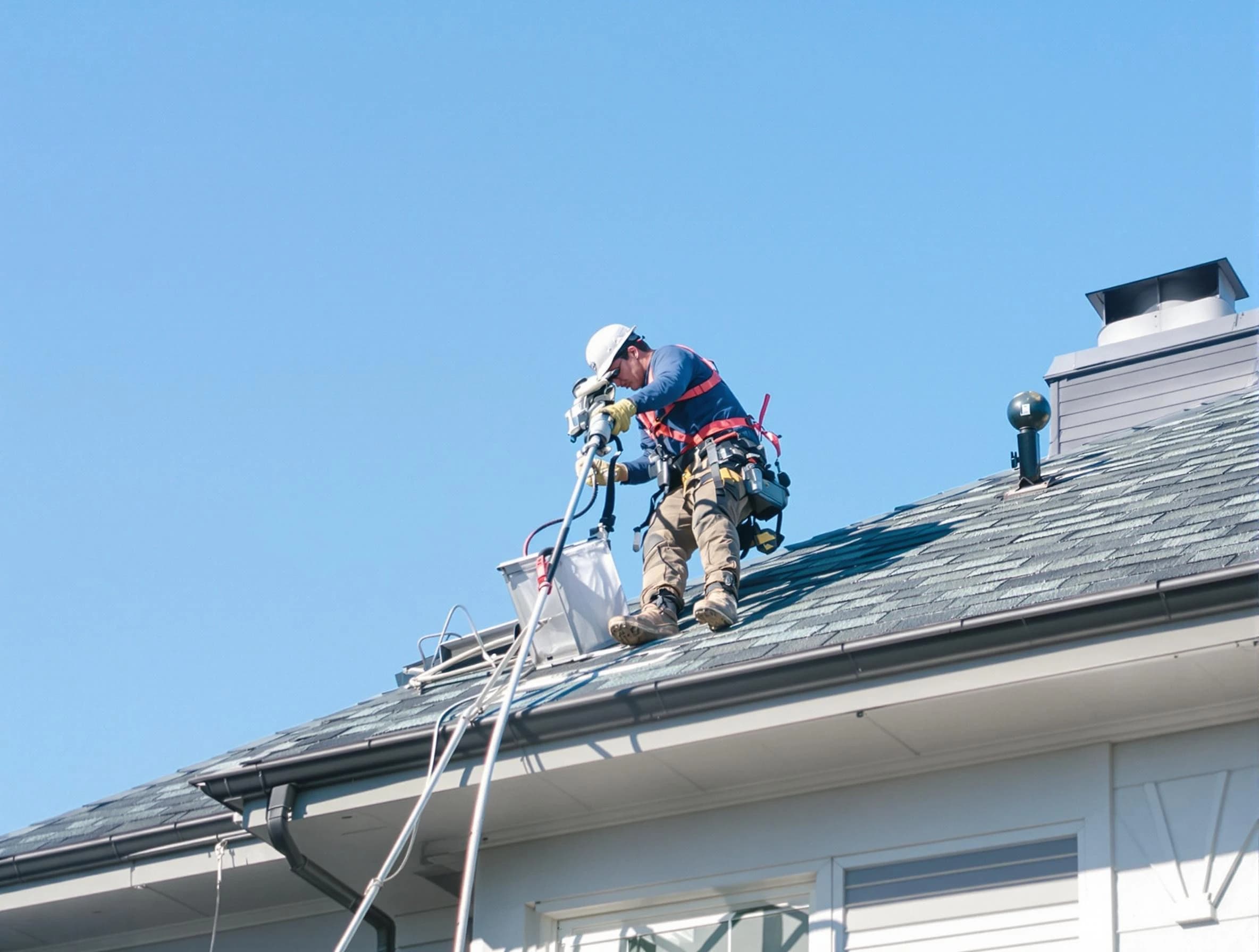 Lebanon Dryer Vent Cleaning certified technician cleaning a roof-mounted dryer vent system in Lebanon