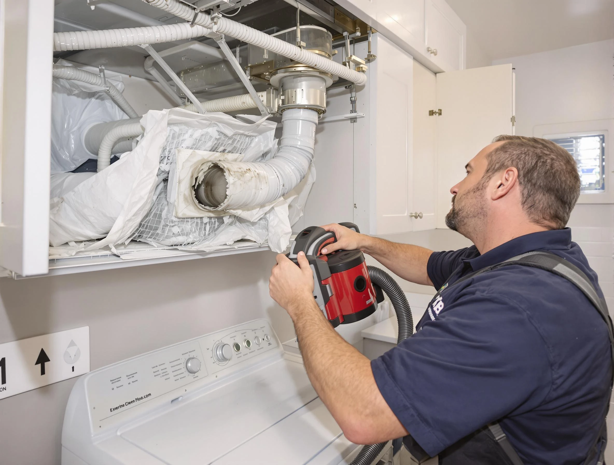 Lebanon Dryer Vent Cleaning technician performing professional exhaust vent cleaning at a residential property in Lebanon